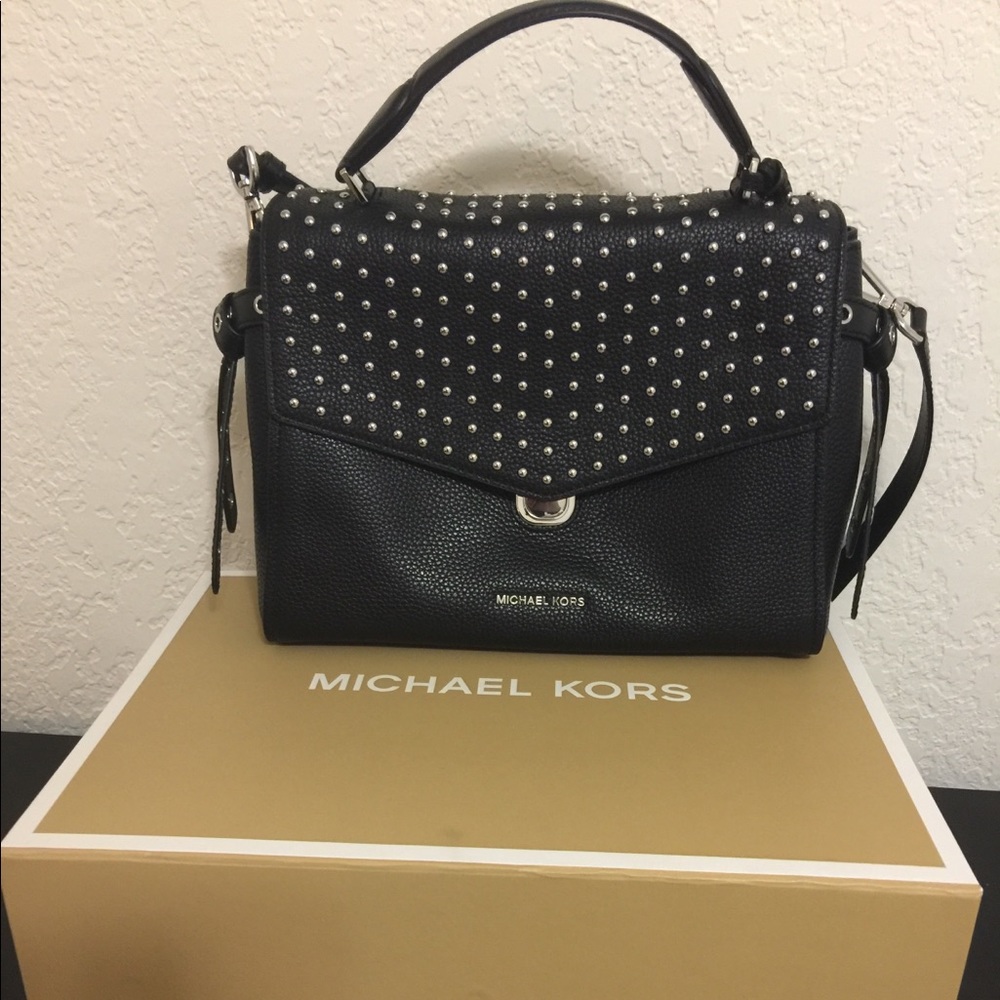 Michael Kors Black Bristol Studded Satchel